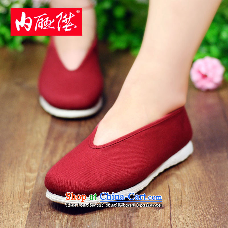The rise of the women's single shoe-gon thousands ground plain manual color small font size for seniors mesh upper mesh upper 8604A Beijing red 39, inline l , , , shopping on the Internet