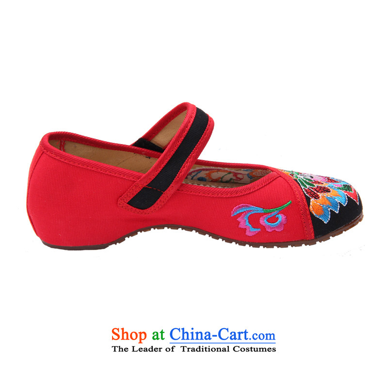 Step Fuk Cheung 2015 new old Beijing ethnic dance mesh upper strap embroidered shoes increased with the female singles shoes slope A01-7 black 37, step-by-step Fuk Cheung shopping on the Internet has been pressed.