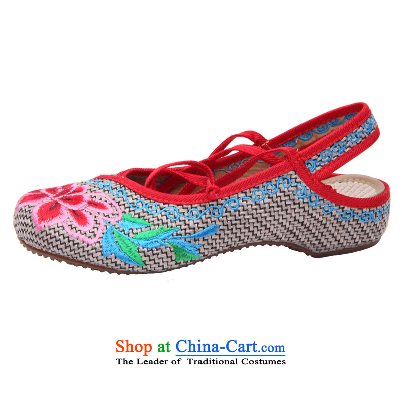 Step Fuk Cheung 2015 new spring and summer old Beijing mesh upper with flat embroidered shoes of ethnic women shoes 1-7-16 gray step 35 Hung Fuk Cheung shopping on the Internet has been pressed.