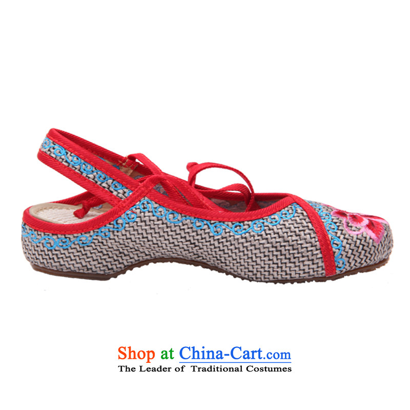 Step Fuk Cheung 2015 new spring and summer old Beijing mesh upper with flat embroidered shoes of ethnic women shoes 1-7-16 gray step 35 Hung Fuk Cheung shopping on the Internet has been pressed.