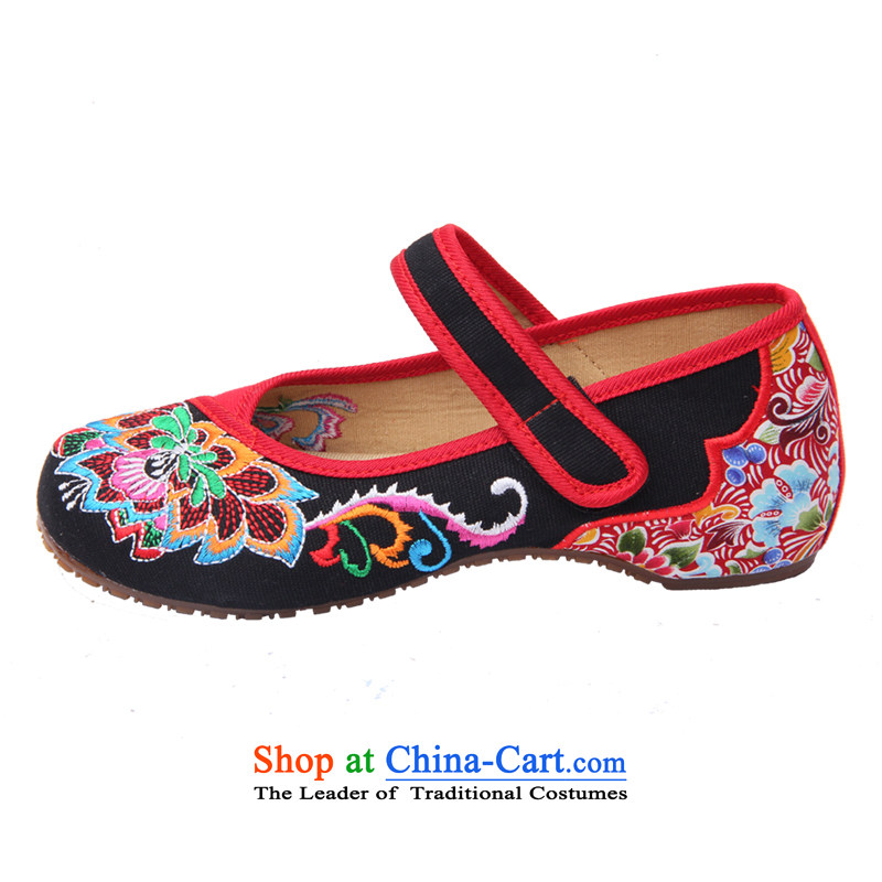 Step Fuk Cheung 2015 spring of Old Beijing mesh upper ethnic embroidered shoes shopping promenade wild women shoes A01-7 black 36-step Fuk Cheung shopping on the Internet has been pressed.