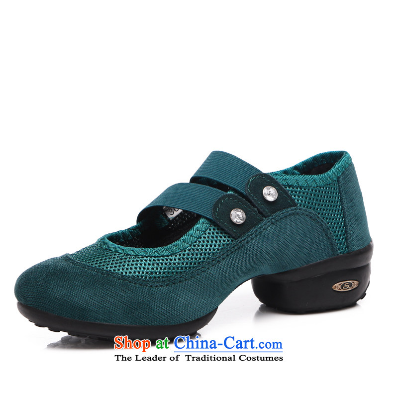 Margaret card women shoes spring and summer in New breathable dancing shoes engraving lightweight mesh leisure shoes mother shoe female single Elasticated Sleeve square foot Emerald 36,brave Dance Shoe 679 tuch,,, shopping on the Internet