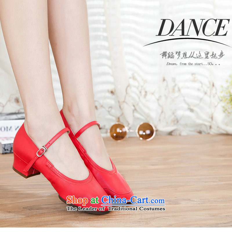 Optimize video 2015 square Dance Shoe female spring and summer dance shoe leather square dancing shoes fitness of modern Jazz Dance Shoe ml6800 red 35, Optimize Hong shopping on the Internet has been pressed.