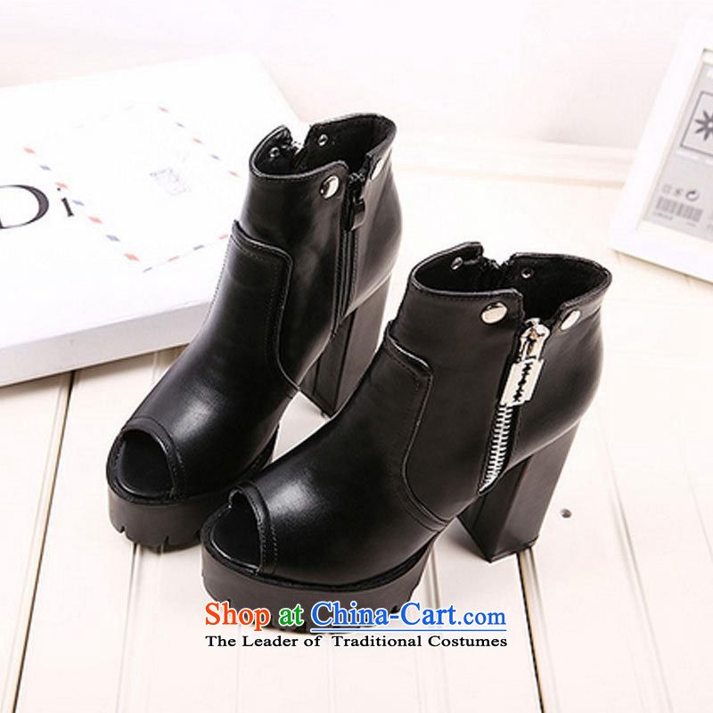 The spring and summer of 2015 New ZIYIGE stylish thick black sexy lips fish in the the high-heel shoes soft deep zipper women shoes 168-2 37, in accordance with the sub-cabinet black , , , shopping on the Internet