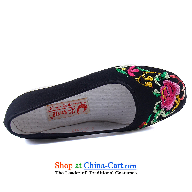 The Thai and source of Old Beijing classic ethnic embroidery mesh upper female cloth shoes breathability and comfort women shoes manually embroidered ground cloth sewing backplane leisure shoes and 38, BLACK source , , , shopping on the Internet
