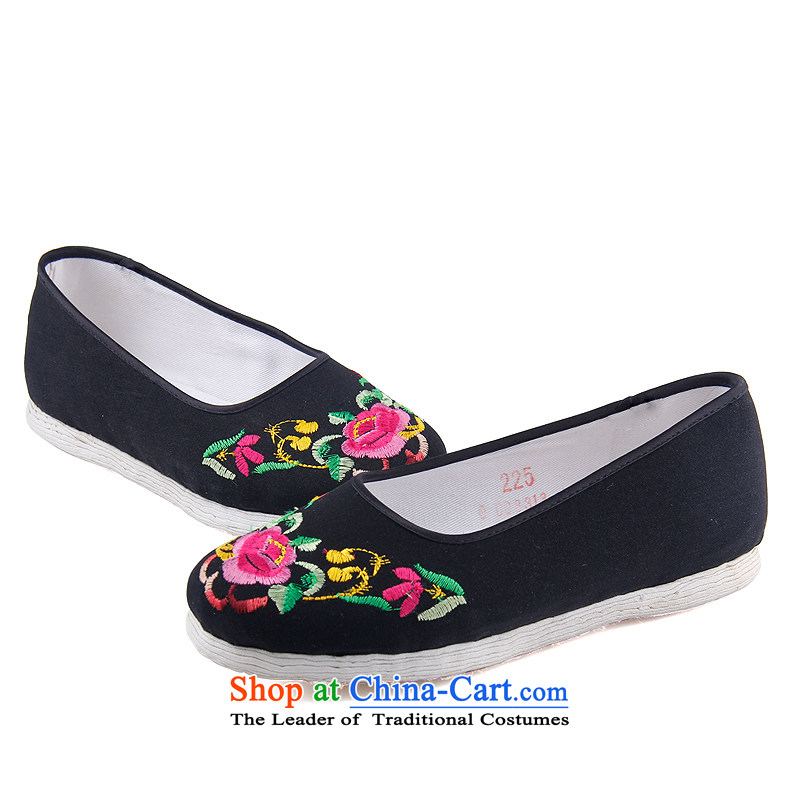 The Thai and source of Old Beijing classic ethnic embroidery mesh upper female cloth shoes breathability and comfort women shoes manually embroidered ground cloth sewing backplane leisure shoes and 38, BLACK source , , , shopping on the Internet