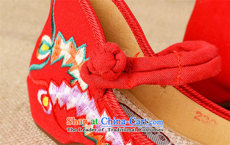 Lun Cheung Sui (LINXIANGRUI) old Beijing mesh upper female embroidered shoes of Ethnic Dance Shoe Light port square then shoes heel shoe-deduction slope women shoes A412-142 blue 40 pictures, prices, brand platters! The elections are supplied in the national character of distribution, so action, buy now enjoy more preferential! As soon as possible.