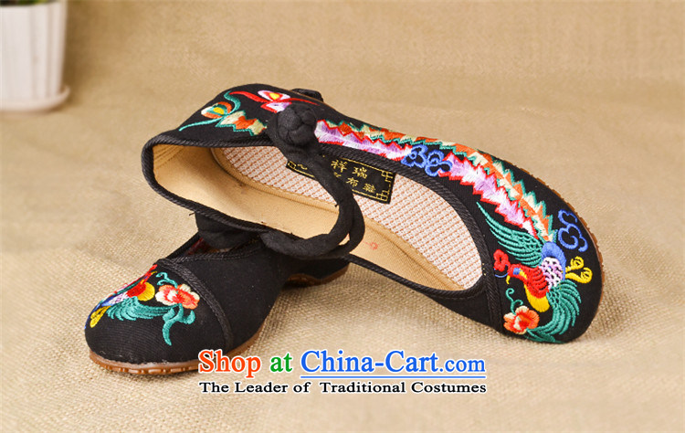 Lun Cheung Sui (LINXIANGRUI) old Beijing mesh upper female embroidered shoes of Ethnic Dance Shoe Light port square then shoes heel shoe-deduction slope women shoes A412-142 blue 40 pictures, prices, brand platters! The elections are supplied in the national character of distribution, so action, buy now enjoy more preferential! As soon as possible.
