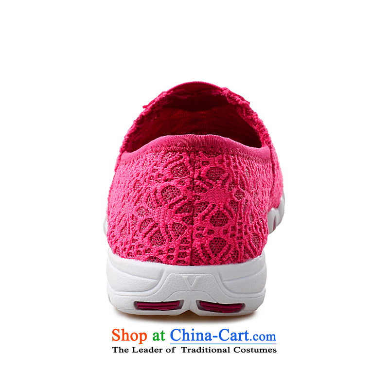 2015 Spring/Summer new transparent lei mesh yarn flat bottom click Shoes, Casual Shoes students shoes breathable mesh upper for women in the 35 Days 1002-1060 RED , , , shopping on the Internet