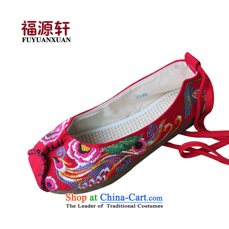 Mesh upper with old Beijing Women embroidered shoes bottom of thousands of ethnic mesh upper red 34.78 35 feet_ for