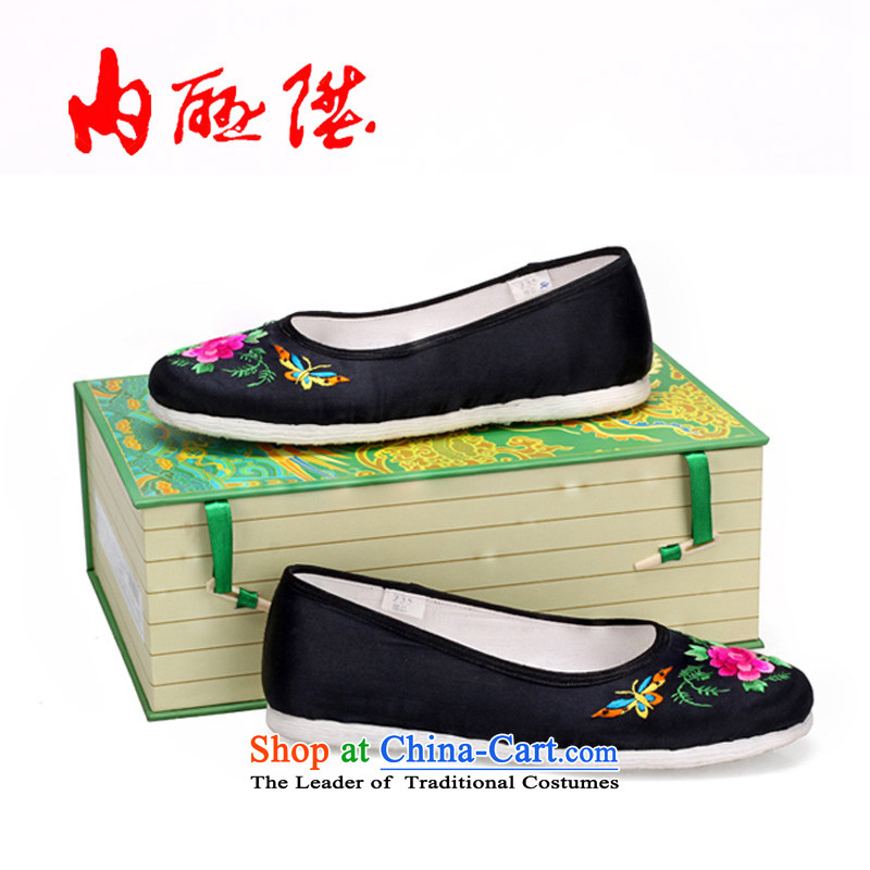 Inline l old Beijing mesh upper hand shoe womens single-gon thousands ground process satin embroidered shoes 8411A $sea black peony 39 inline l , , , shopping on the Internet