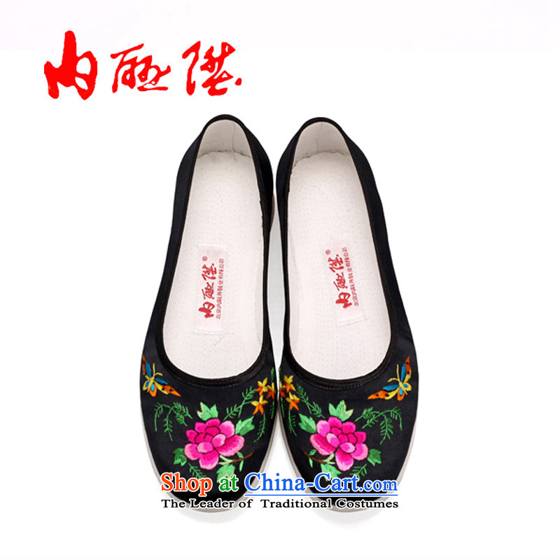 Inline l old Beijing mesh upper hand shoe womens single-gon thousands ground process satin embroidered shoes 8411A $sea black peony 39 inline l , , , shopping on the Internet