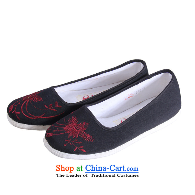 The Thai and source of Old Beijing mesh upper with classic national orchids embroidery female cloth shoes breathability and comfort women shoes manually embroidered ground cloth sewing bottom black 37-tae leisure shoes and source , , , shopping on the Int