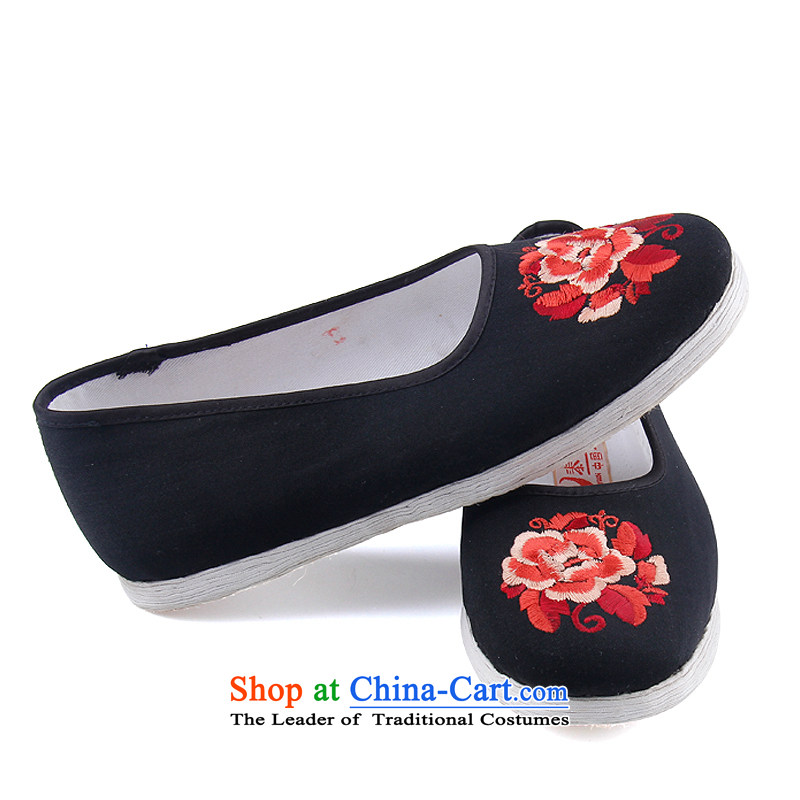 The Thai and source of Old Beijing classic ethnic Mudan mesh upper embroidery female cloth shoes breathability and comfort women shoes manually embroidered ground cloth sewing bottom black 39-tae leisure shoes and source , , , shopping on the Internet