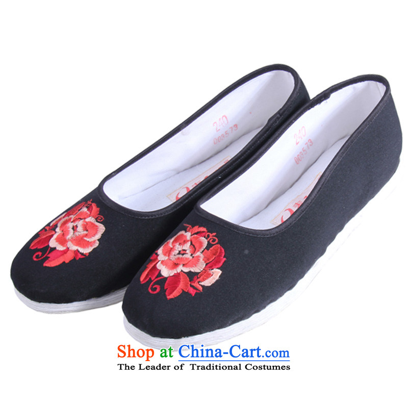 The Thai and source of Old Beijing classic ethnic Mudan mesh upper embroidery female cloth shoes breathability and comfort women shoes manually embroidered ground cloth sewing bottom black 39-tae leisure shoes and source , , , shopping on the Internet