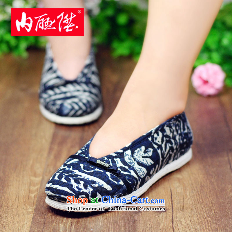 Inline l mesh upper women shoes of Old Beijing mesh upper thousands of bottom water ink connector tip port linen single shoe 8282A new blue 35, inline l , , , shopping on the Internet