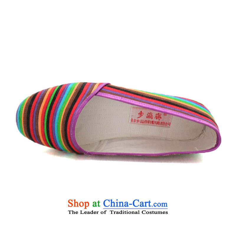 The Chinese old step-young of Ramadan Old Beijing mesh upper floor of thousands of manual grain of mother nature abounds female single-glue second fitting shoes color bar shoe -step 34 Ramadan suit shopping on the Internet has been pressed.