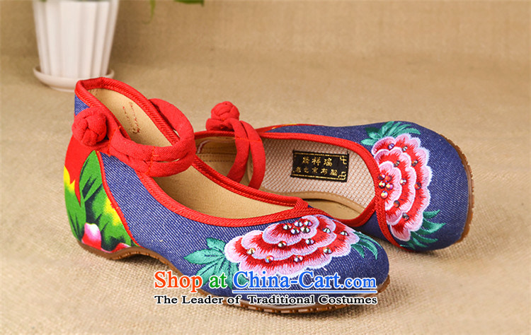 Lun Cheung Sui LINXIANGRUI) (Spring/Summer Old Beijing mesh upper with slope comfortable female embroidered shoes Dance Shoe water drilling hasp ethnic women shoes A412-164 blue 38 pictures, prices, brand platters! The elections are supplied in the national character of distribution, so action, buy now enjoy more preferential! As soon as possible.