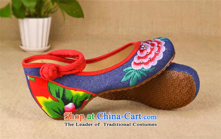Lun Cheung Sui LINXIANGRUI) (Spring/Summer Old Beijing mesh upper with slope comfortable female embroidered shoes Dance Shoe water drilling hasp ethnic women shoes A412-164 blue 38 pictures, prices, brand platters! The elections are supplied in the national character of distribution, so action, buy now enjoy more preferential! As soon as possible.
