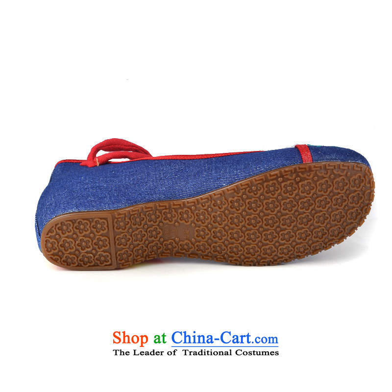 Lun Cheung Sui LINXIANGRUI) (Spring/Summer Old Beijing mesh upper with slope comfortable female embroidered shoes Dance Shoe water drilling hasp ethnic women shoes A412-164 blue 38, Lun Cheung Shui (LINXIANGRUI) , , , shopping on the Internet