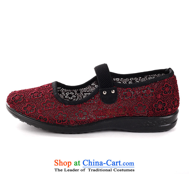 Putin's source of Old Beijing mesh upper for breathability female soft bottoms in older mother shoe has a non-slip elderly grandmothers shoes with flat shoes flat bottom of older women Shoes Plaza 38, Putin's dance red source , , , shopping on the Interne
