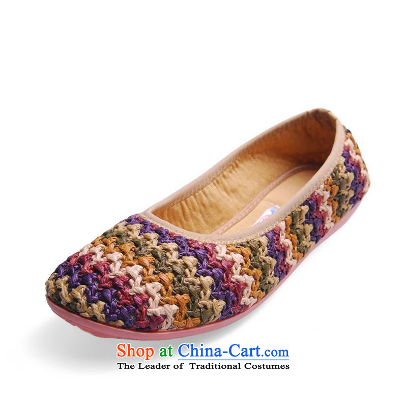Putin's source of Old Beijing women's shoes mesh upper spring_summer 2015_ flat with a light shoe to a port pregnant women stirrups rainbow shoes mother women shoes summer flat shoe brown 40