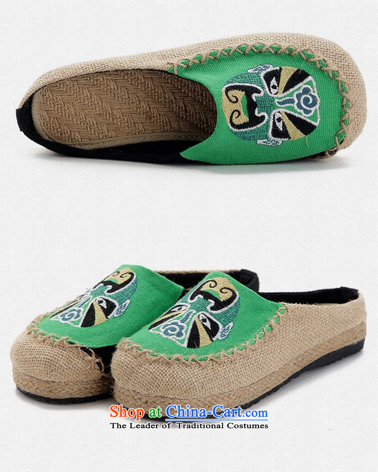 Mesh upper with old Beijing Spring ethnic masks Baotou embroidered slippers leisure cool drag women shoes with red 36 summer flat picture, prices, brand platters! The elections are supplied in the national character of distribution, so action, buy now enjoy more preferential! As soon as possible.