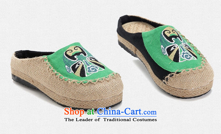 Mesh upper with old Beijing Spring ethnic masks Baotou embroidered slippers leisure cool drag women shoes with red 36 summer flat picture, prices, brand platters! The elections are supplied in the national character of distribution, so action, buy now enjoy more preferential! As soon as possible.