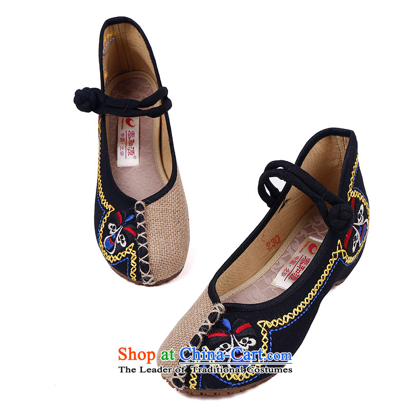 The Thai and source of Old Beijing mesh upper spring shoes embroidered shoes, casual women shoes of ethnic slope heels embroidered shoes hanging ornaments single black 39-tae and shoes source , , , shopping on the Internet