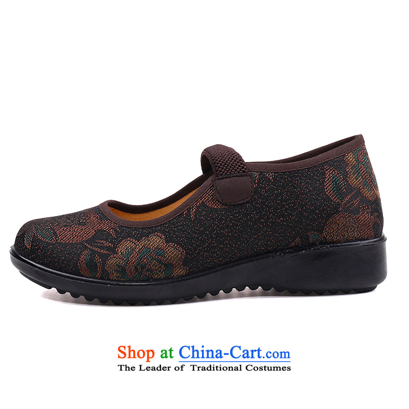 The Thai women shoes and source of Old Beijing mesh upper mother shoe retro national Wind Flower Spring and Autumn 2015 shoes rust New Word older buckles with a flat bottom leisure breathable coffee-colored BD268-14324 35 Thai and source , , , shopping on