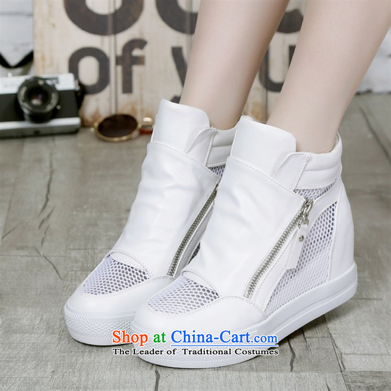 The Korean version of the new 2015 lounge with comfortable single slope waterproof desktop zipper with solid color mesh students shoes C.O.D. package mail white 37 Special Offers