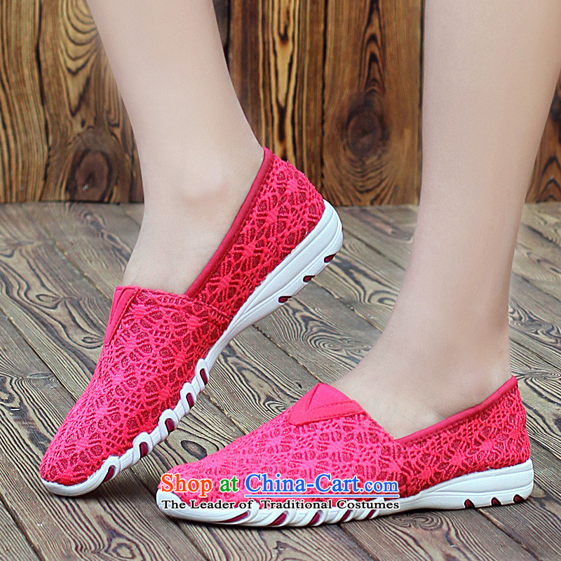 2015 Summer Camp set foot Korean female round head flat bottom single Korean female Internet shoes shoe lace leisure shoes breathable one stirrups lazy people better red 38, shoe is estimated (LANPUDO) , , , shopping on the Internet