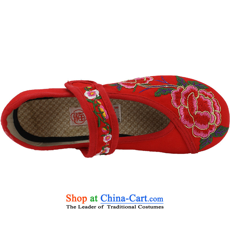 Mesh upper with genuine old Beijing women shoes of ethnic embroidered shoes and contemptuous of Mudan flat with square dancing shoes women shoes 1703 1703 red 37, Yong-sung Hennessy Road , , , shopping on the Internet