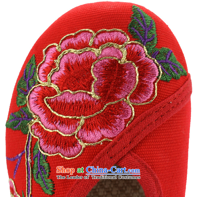 Mesh upper with genuine old Beijing women shoes of ethnic embroidered shoes and contemptuous of Mudan flat with square dancing shoes women shoes 1703 1703 red 37, Yong-sung Hennessy Road , , , shopping on the Internet