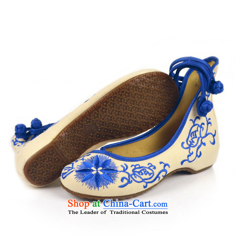 The first door of Old Beijing mesh upper female embroidered shoes stylish single shoe ethnic women shoes with shallow port shoes slope is detained 39 Purple Door retro blue (zimenyuan) , , , shopping on the Internet