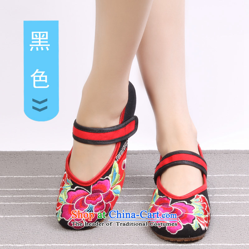 The spring and summer months old Beijing mesh upper ethnic embroidered shoes, increase women's shoes and stylish single Shoes, Casual Shoes 1802 1802 37, wing and the Spring Black (yonghechun) , , , shopping on the Internet