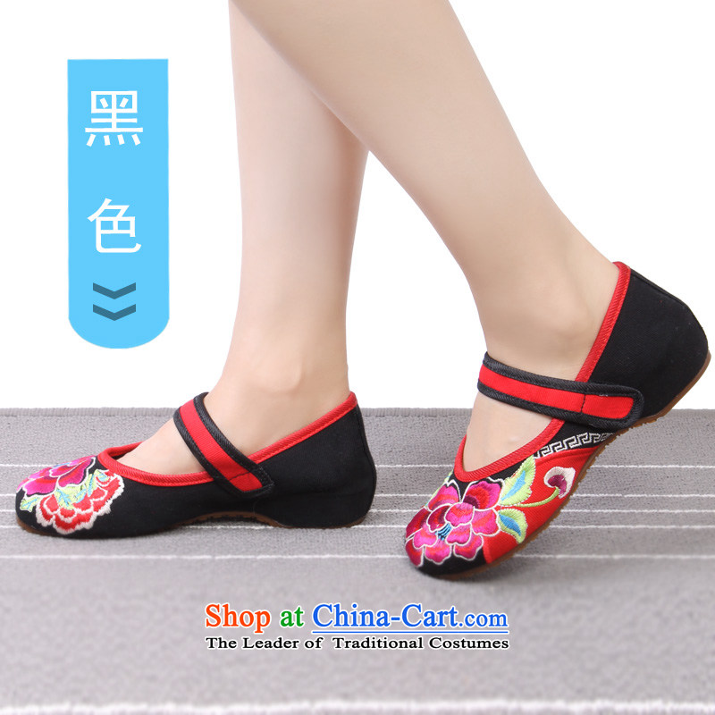 The spring and summer months old Beijing mesh upper ethnic embroidered shoes, increase women's shoes and stylish single Shoes, Casual Shoes 1802 1802 37, wing and the Spring Black (yonghechun) , , , shopping on the Internet