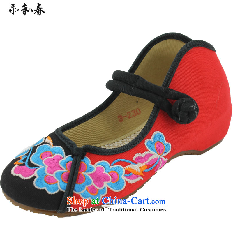 Mesh upper with old Beijing National wind embroidered shoes increased within the Women's Shoes Plaza in spring and summer dance women shoes 0009 0009 Black?36