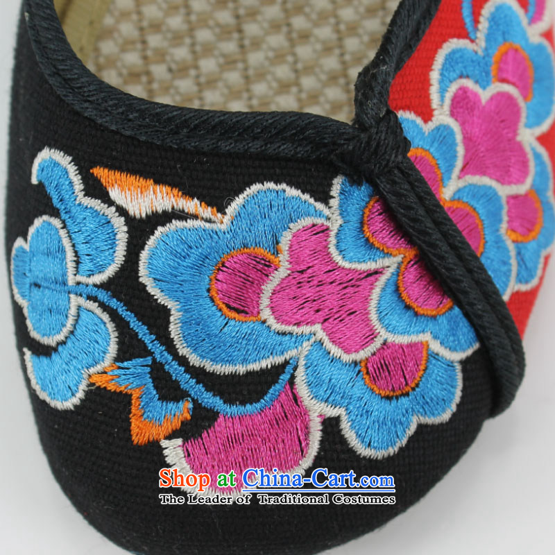 Mesh upper with old Beijing National wind embroidered shoes increased within the Women's Shoes Plaza in spring and summer dance women shoes 0009 0009 36-young and spring Black (yonghechun) , , , shopping on the Internet