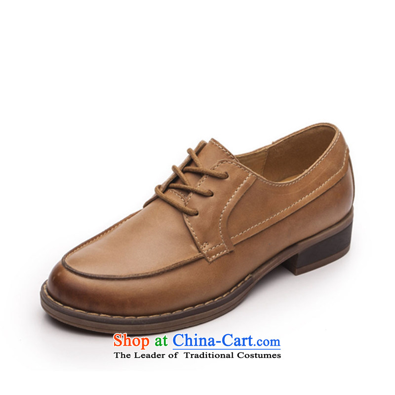  2015 Spring Ibrahim England wind retro women shoes leather strap with flat shoe leisure shoes D72 Oxford Anthuriam 35