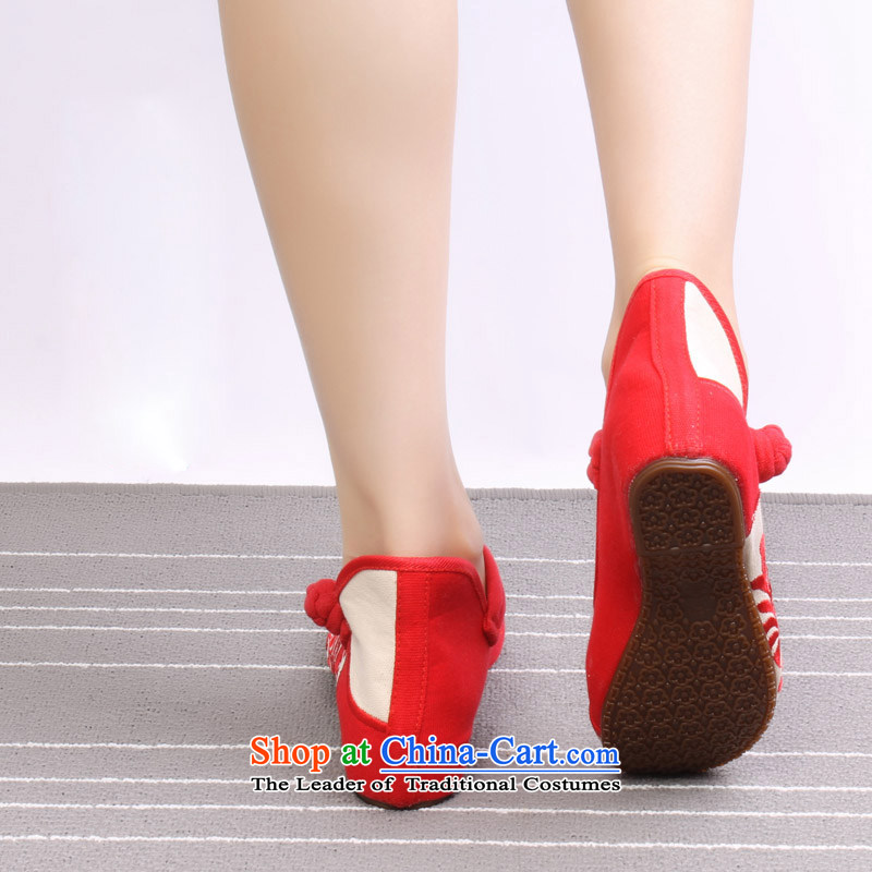 Mesh upper with old Beijing stylish shoe classic porcelain embroidery shoes with soft bottoms to dance with dedicated embroidered shoes 0004 which corresponds to 0004 which corresponds to 37, and safflower porcelain-chun (yonghechun) , , , shopping on the