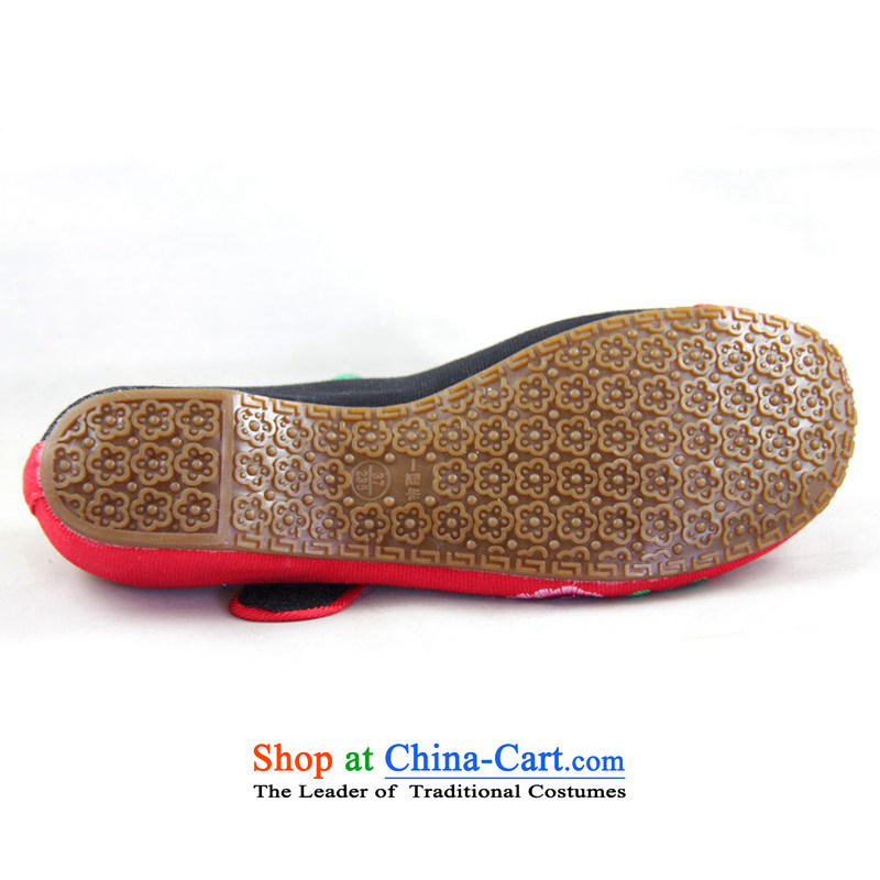 Magnolia Old Beijing mesh upper spring and autumn women with higher within the slope embroidered with soft, non-slip wear in older women shoes hasp 2312-1180 red 38, magnolia shopping on the Internet has been pressed.