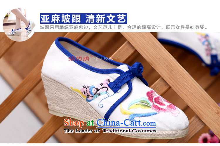The silk autumn old Beijing mesh upper ethnic embroidered shoes with retro blue-slope the the high-heel shoes 818-17 single leisure white 35 pictures, prices, brand platters! The elections are supplied in the national character of distribution, so action, buy now enjoy more preferential! As soon as possible.