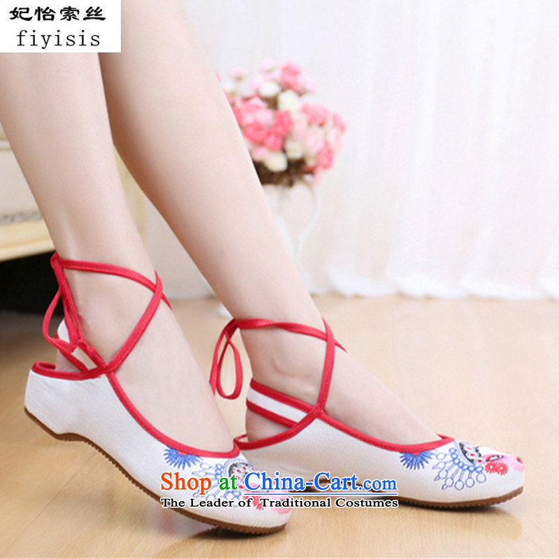 Princess Selina Chow in old Beijing cloth shoes spring 2015 Peking Opera Painted Faces of new slope rising ethnic embroidery girls with sandals white 39 Princess Selina Chow (fiyisis) , , , shopping on the Internet