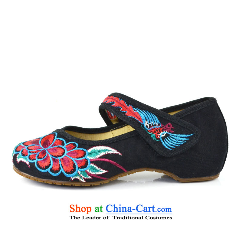 The first door of Old Beijing Ms. mesh upper embroidered shoes stylish single shoe with ethnic women s shoes embroidery velcro beef tendon bottom light shoe black 39 Port Purple Door (zimenyuan) , , , shopping on the Internet