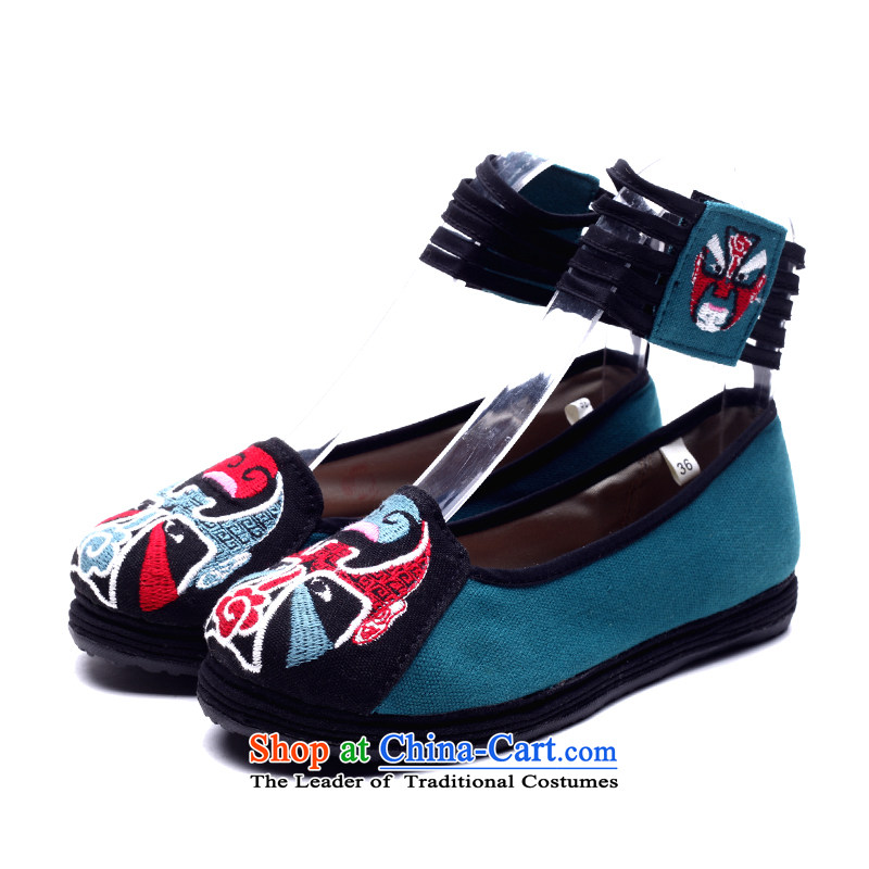 Han Chun of traditional dance old Beijing mesh upper pure cotton shoes comfort women of ethnic women shoes bottom thousands of thick ankle shoes with single face - blue 35, Han-dance , , , shopping on the Internet