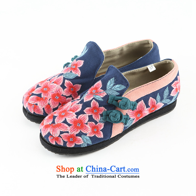 Hon-dance original embroidery of Old Beijing ethnic woman shoes mesh upper layer thousands ground embroidered shoes single plate flat footwear detained children, hyacinths Xiangyun Rui air blue 36, Han-dance , , , shopping on the Internet