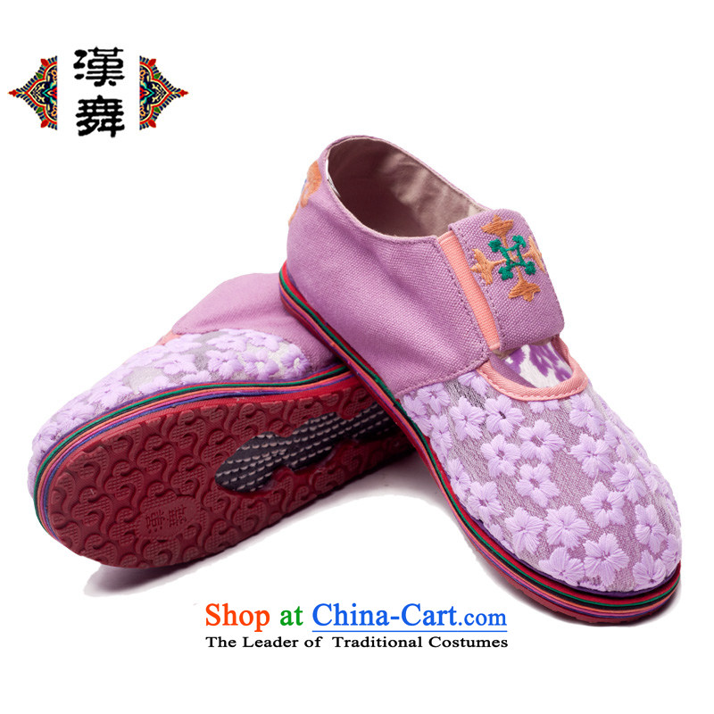Hon dance of Old Beijing ethnic woman shoes mesh upper embroidered shoes stylish engraving flat bottom female lace breathable thousands of flowers wear shoes bottom of Kam pink flower 39, Han-dance , , , shopping on the Internet