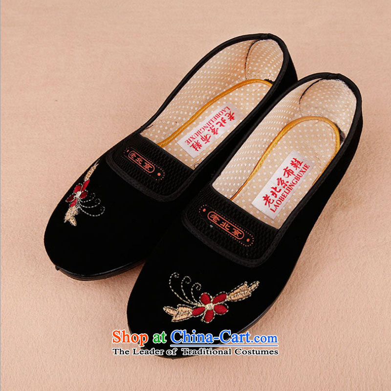 2015 new embroidered shoes comfortable non-slip in older mesh upper butterfly embroidered shoes breathable women shoes Y113YZ black & white point 34, beginning of fall of latitude , , , shopping on the Internet