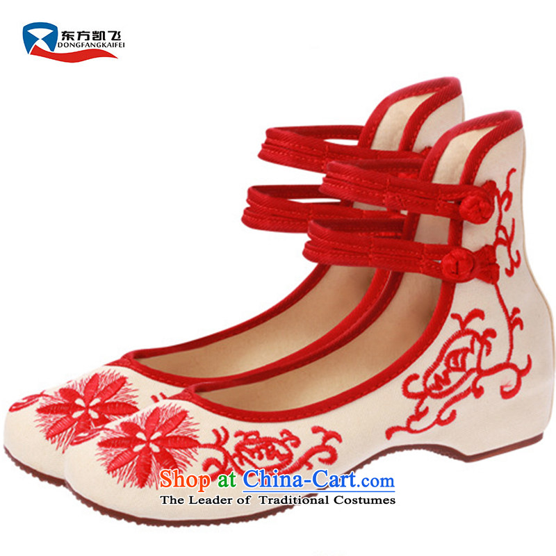 Oriental Kai Fei 2015 new mother shoe retro blue wind increased national embroidered shoes of Old Beijing Women's Shoe Square Mesh upper Dance Shoe black porcelain 37, Oriental Kai Fei (DONGFANGKAIFEI) , , , shopping on the Internet